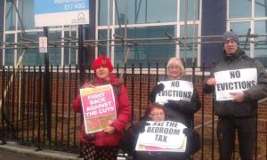 TUSC supporters protesting against the bedroom tax