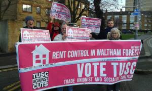 One of our rallies for rent control - by Whipps Cross roundabout