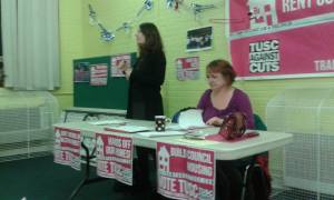 Louise Cuffaro, chair of the tenants federation, chairs the meeting