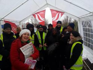 Nancy Taaffe, our prospective candidate for Walthamstow, on the Lea Interchange picket line